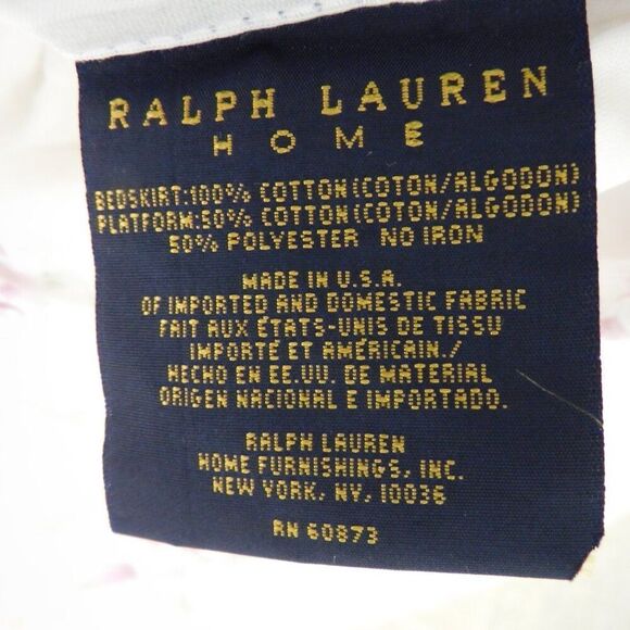 NEW Ralph Lauren‎ Twin Solange Bed Skirt Ruffle White Lavender Purple Floral 15" - Picture 3 of 6